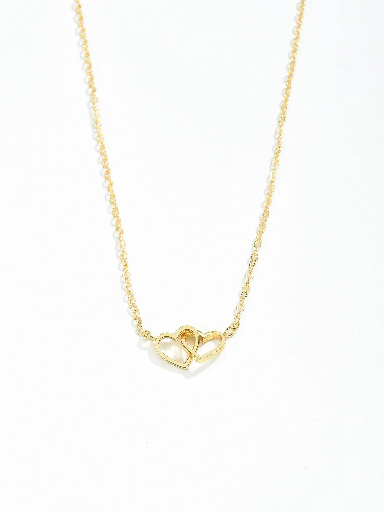 Colar Feminino Tiny Double Hollow Heart